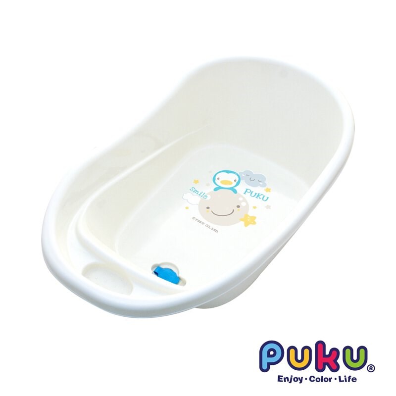 PUKU 藍色企鵝小卡哇伊浴盆M-白