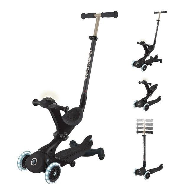 法國 GLOBBER GO•UP 5合1夢幻版360度多功能三輪滑板車-巴黎No.7優雅黑