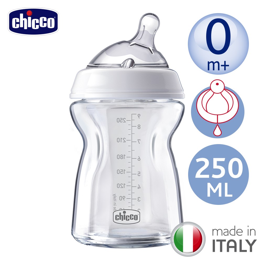 chicco-天然母感兩倍防脹玻璃奶瓶