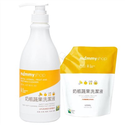 mammyshop 媽咪小站  奶瓶蔬果洗潔液(1罐+1包)